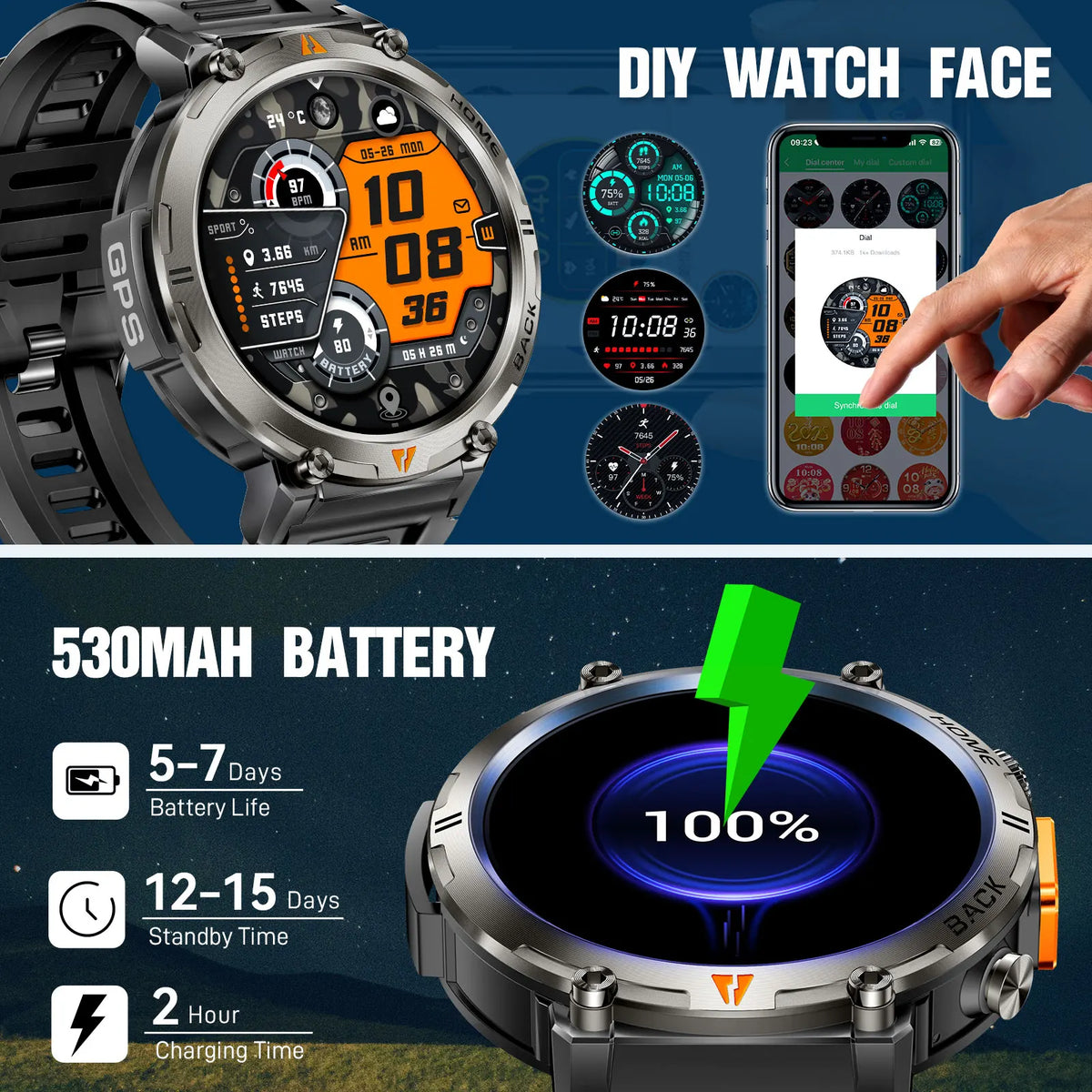 Eigiis Ke3 Smartwatch For Men Full Touch Health Monitor