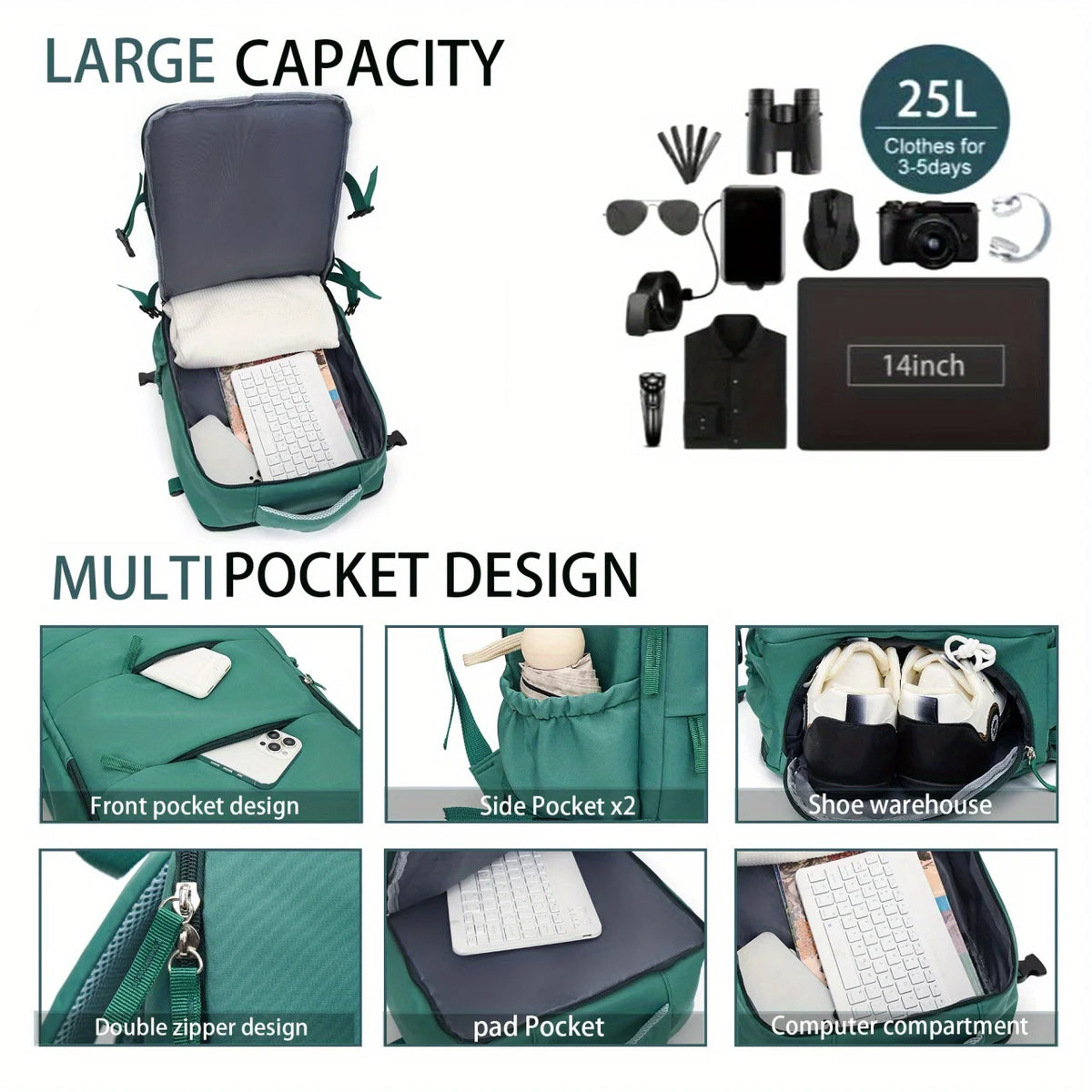 Unisex Nylon Travel And Laptop Backpack 36 To 55 Litre