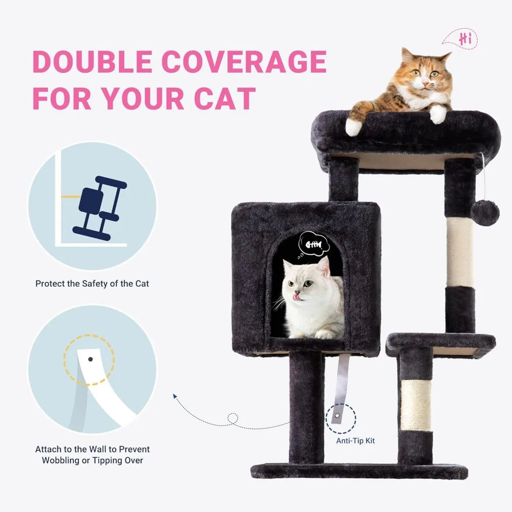 Nbvxc 29 Inch Double Tier Cat Tree With Sisal Scratching Posts