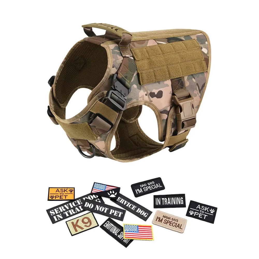 Tactical Dog Vest Harness Set With Collar And Leash For K9 Training