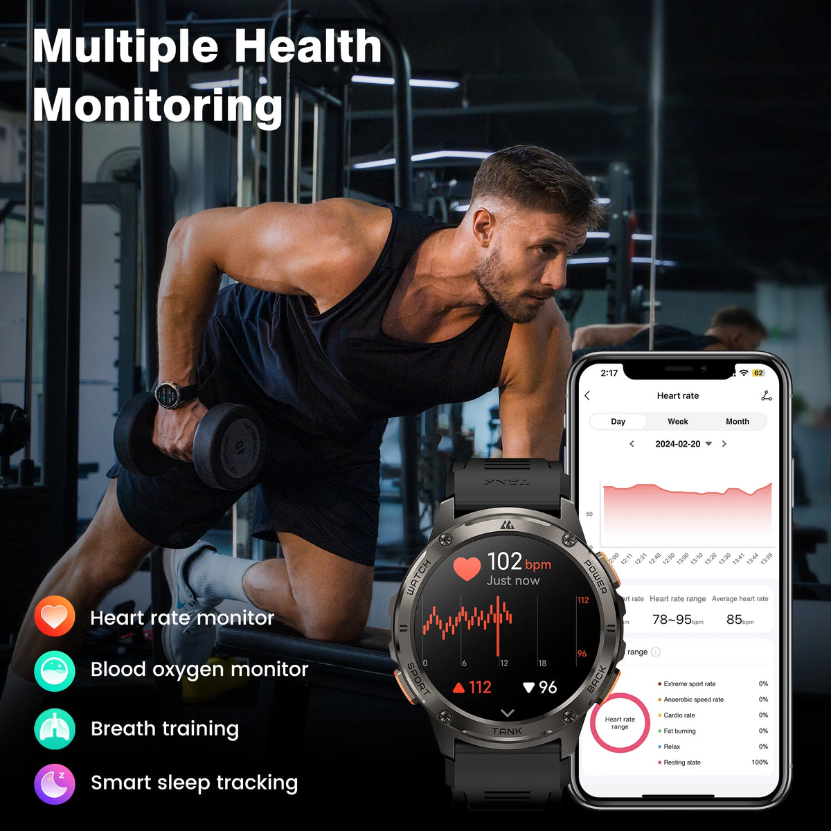 KOSPET Tank T3 Watch for Men with Call Text AMOLED