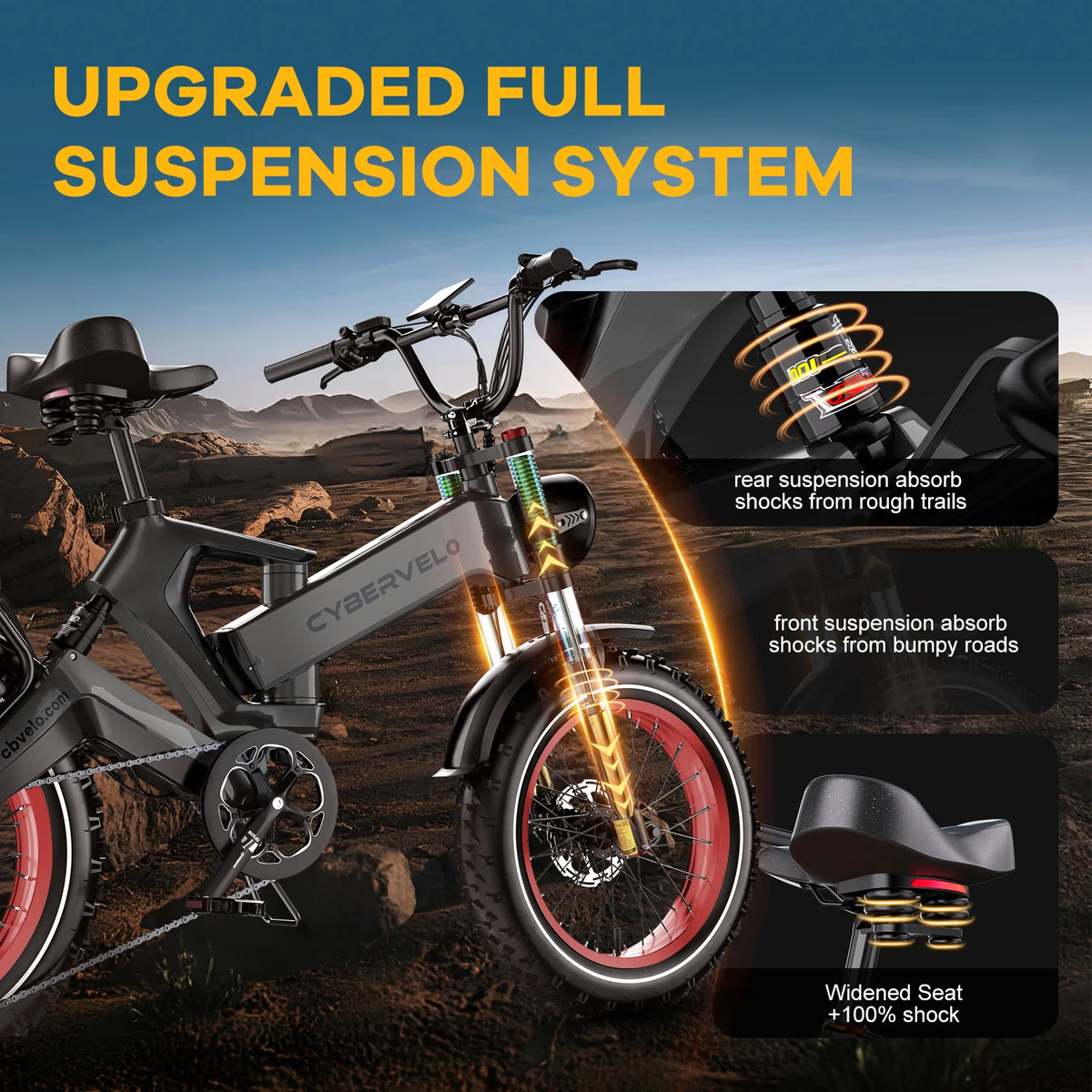 Cybervelo 20 In Fat Tire Foldable Electric Bike With Removable Battery And High Power