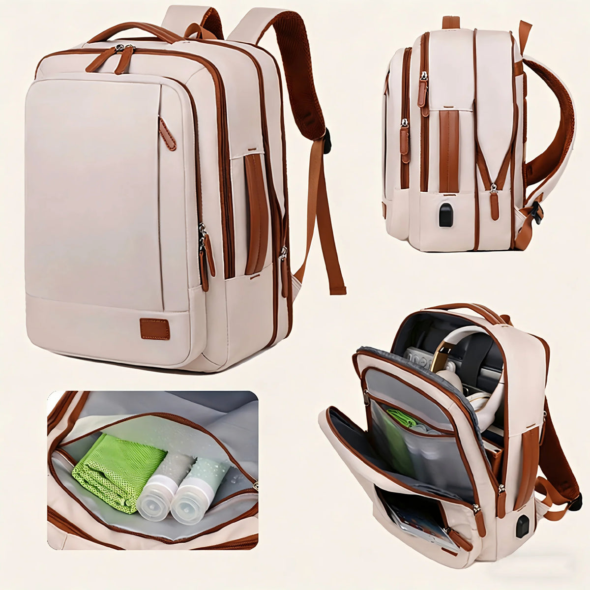 Ogehuafee Expandable Travel Laptop Backpack With Three Storage Bags