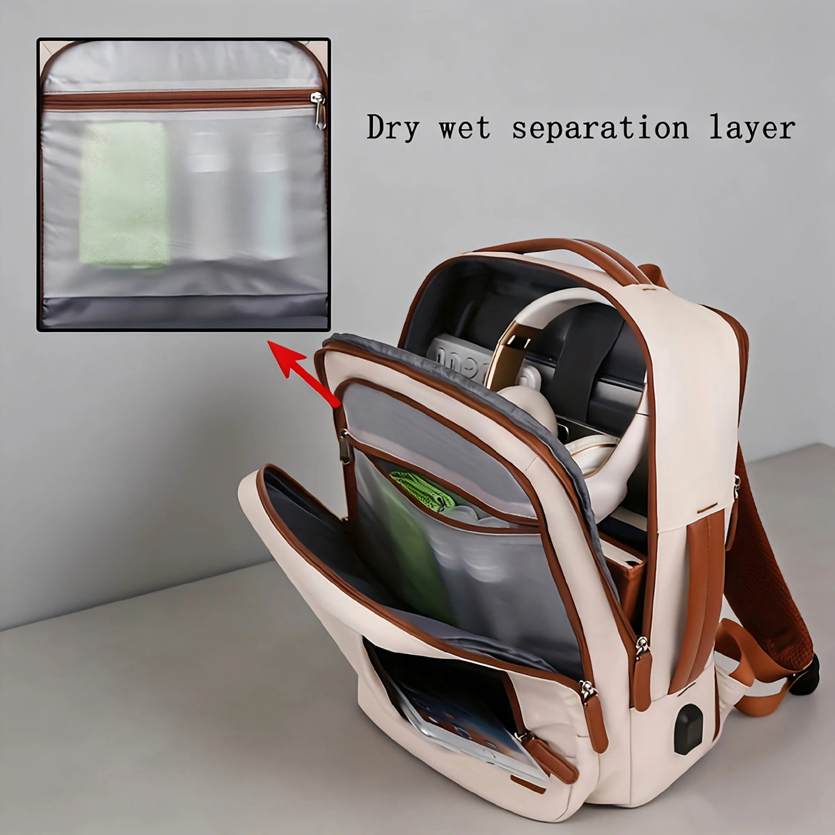 Ogehuafee Expandable Travel Laptop Backpack With Three Storage Bags