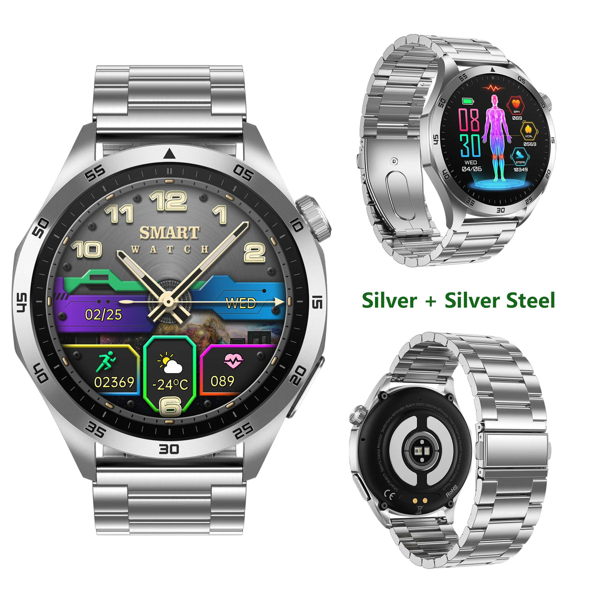 Male Health Smartwatch With ECG PPG Blood Pressure Monitor