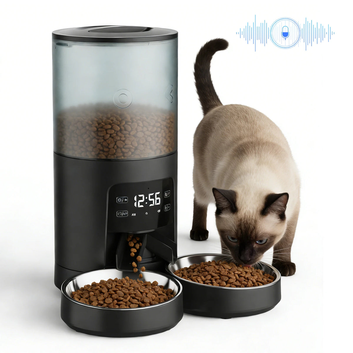 Jhk 6L Automatic Cat Food Dispenser With Stainless Steel Bowls