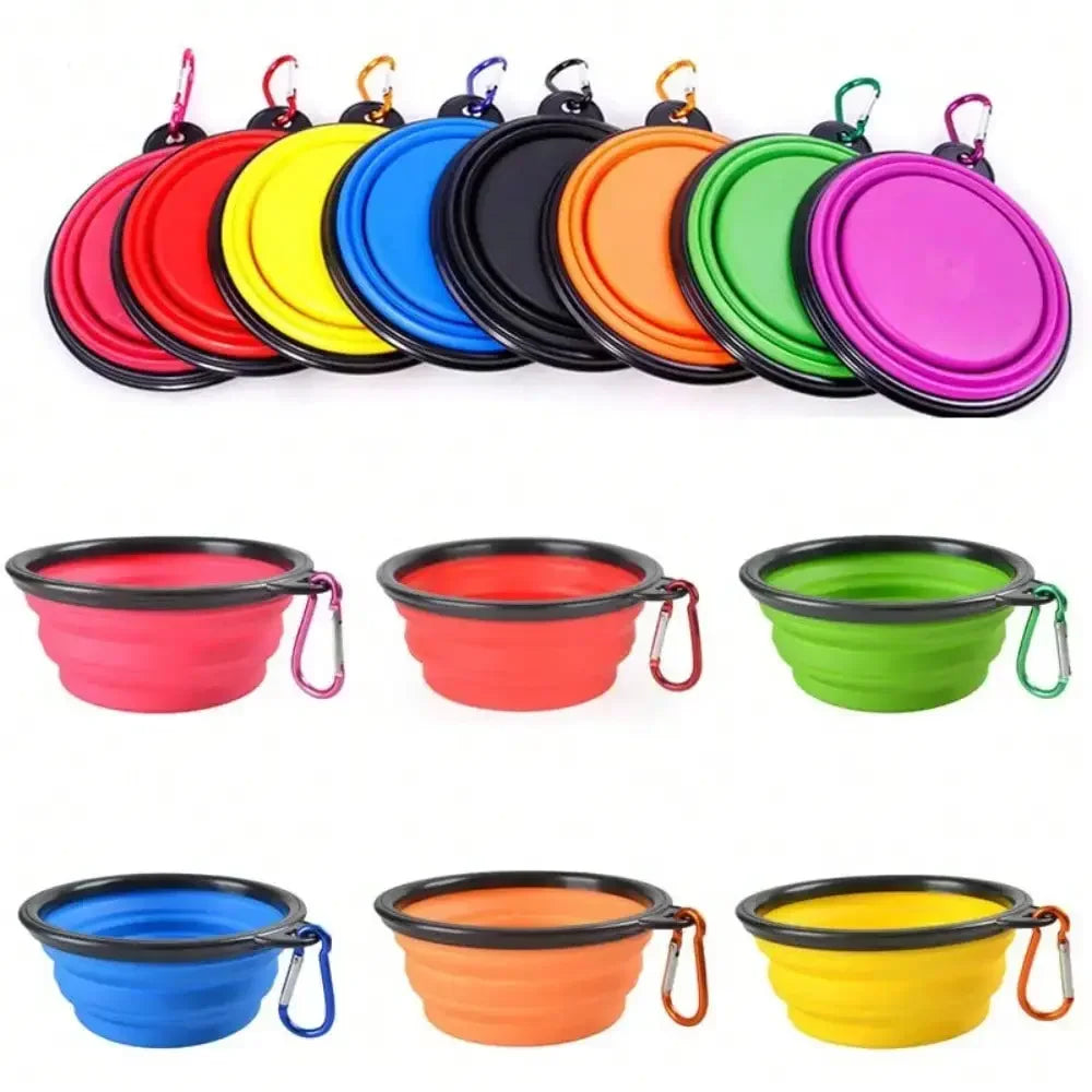 Portable Silicone Dog Feeder Bowl With Carabiner 2 In 1 Pet Water Dispenser