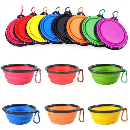 Portable Silicone Dog Feeder Bowl With Carabiner 2 In 1 Pet Water Dispenser