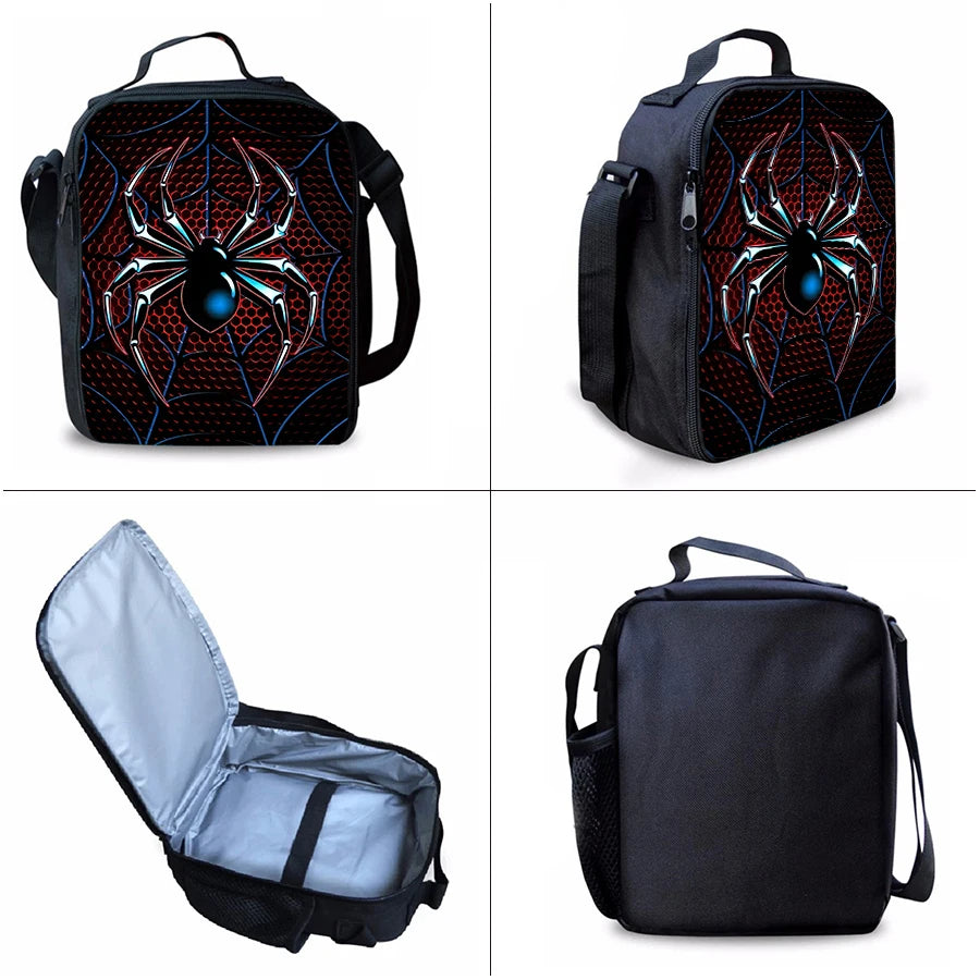 3D Cartoon Spider Pattern Three Piece Backpack Set For Kids