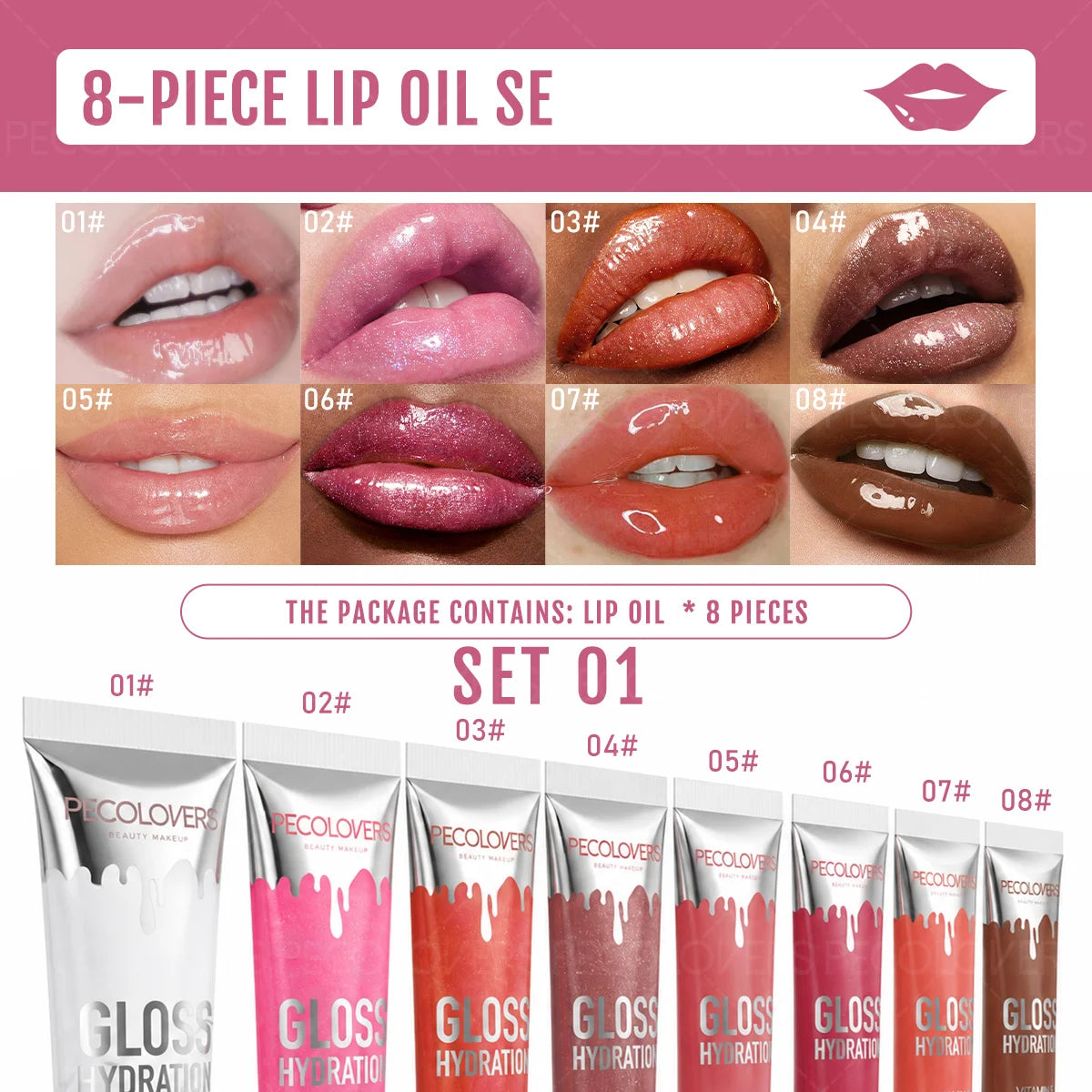 Moisturizing Lip Oil Gloss Set With Non Sticky Translucent Shine