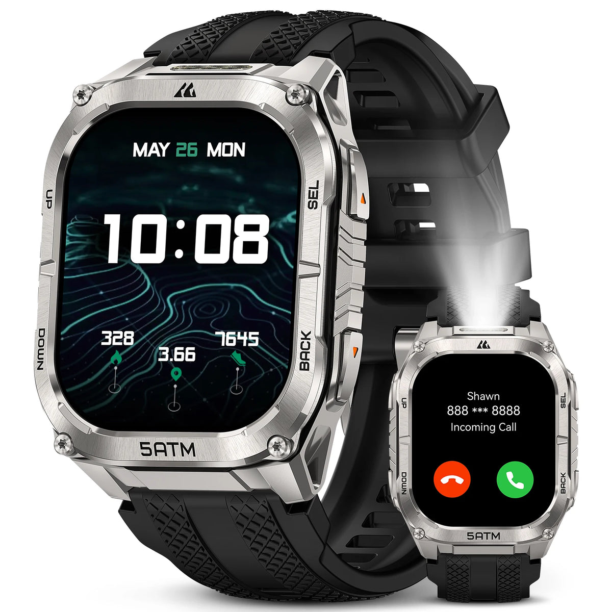 KOSPET Tank M4C GPS Smartwatch Waterproof Flashlight Health Monitor