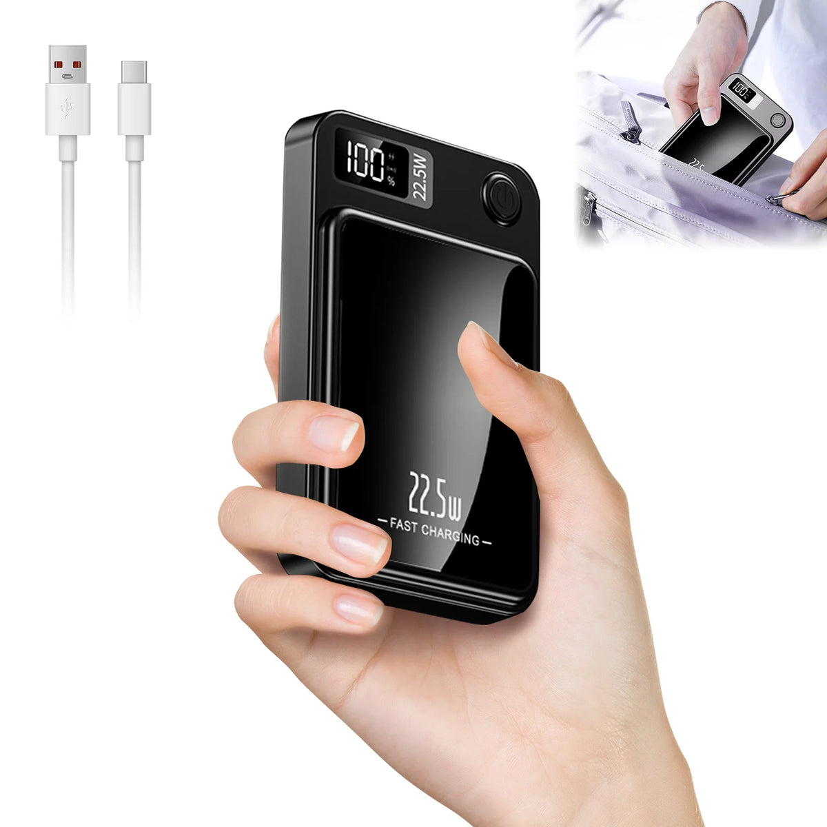 Magnetic Wireless Power Bank Solar Panel Digital Fast Charger