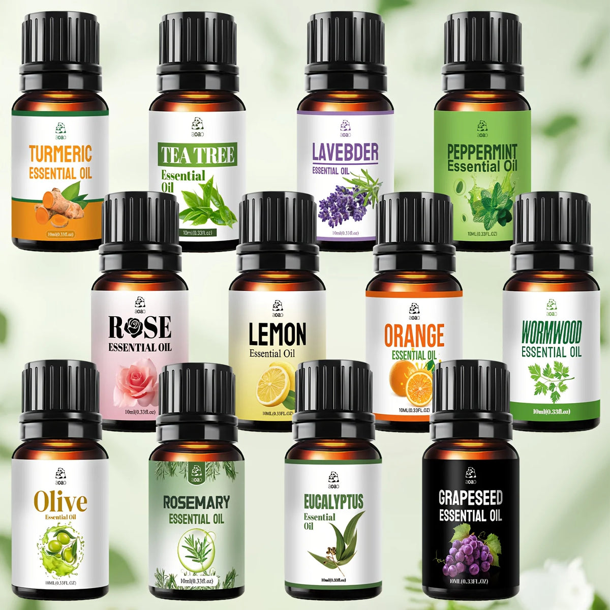 Aoao 12 Pc Essential Oil Blend For Facial Hair And Body Massage
