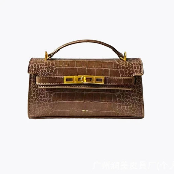 JW PEI Noor Leather Top Handle Handbag Crocodile Embossed