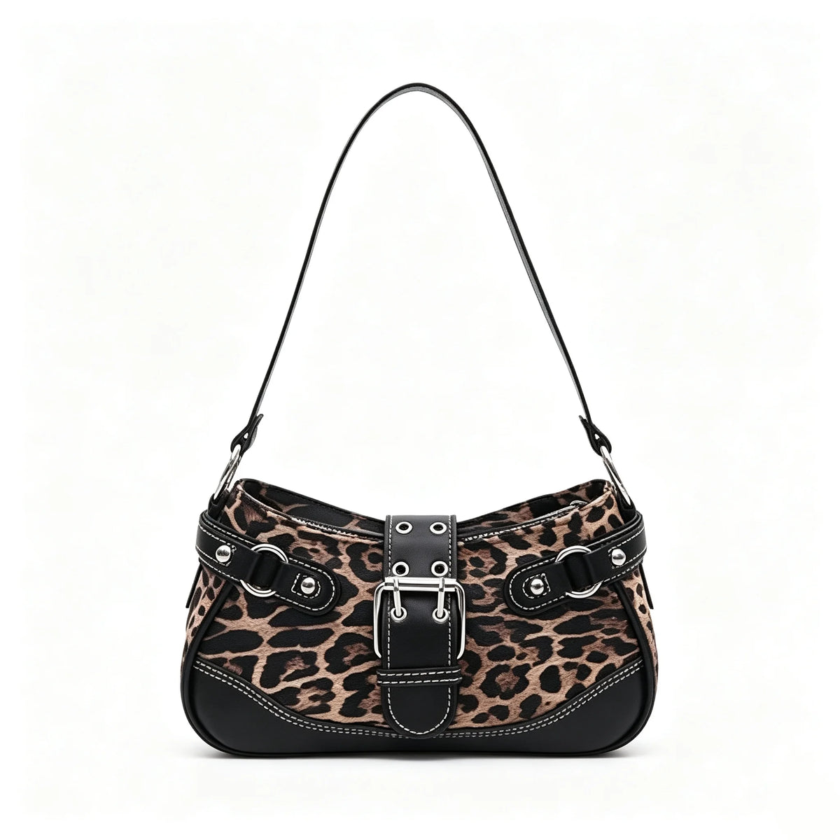 Womens Retro Buckle Underarm Shoulder Bag With Zipper