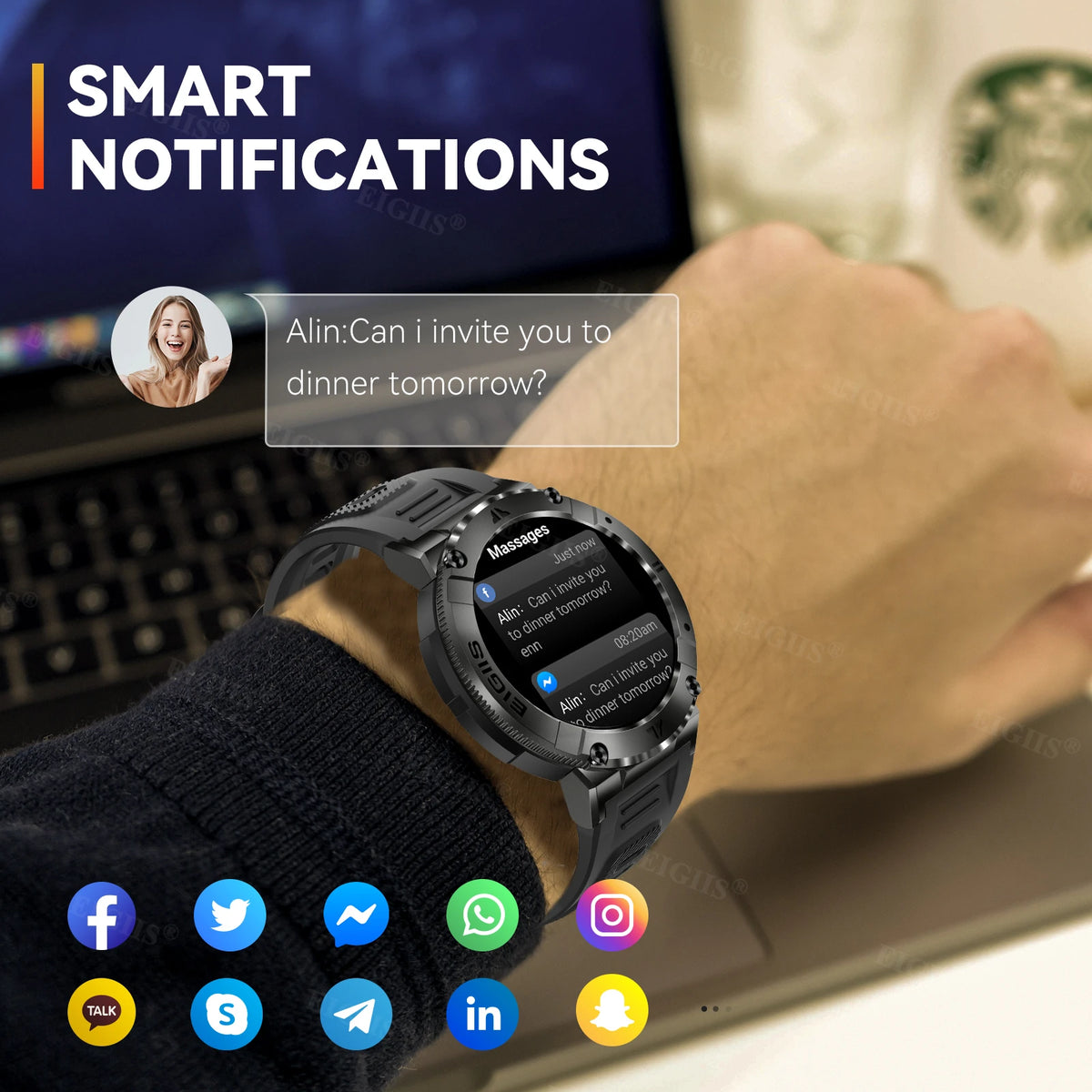Lanikar Men Smart Watch Tft Bluetooth Call Blood Pressure Sport Fitness Health Monitor Custom Dial Waterproof