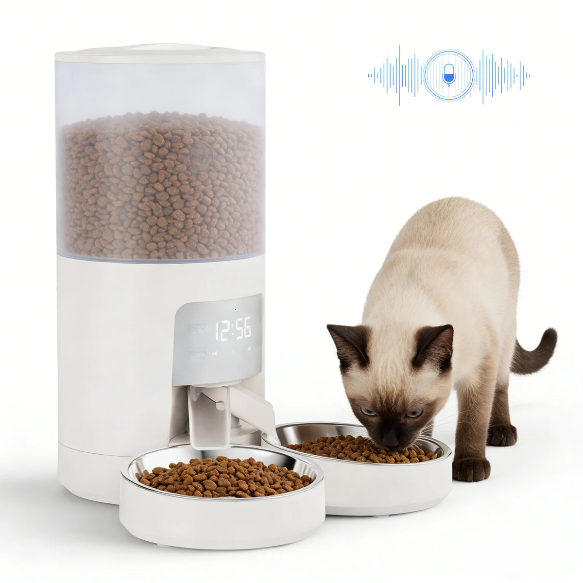 Jhk 6L Automatic Cat Food Dispenser With Stainless Steel Bowls